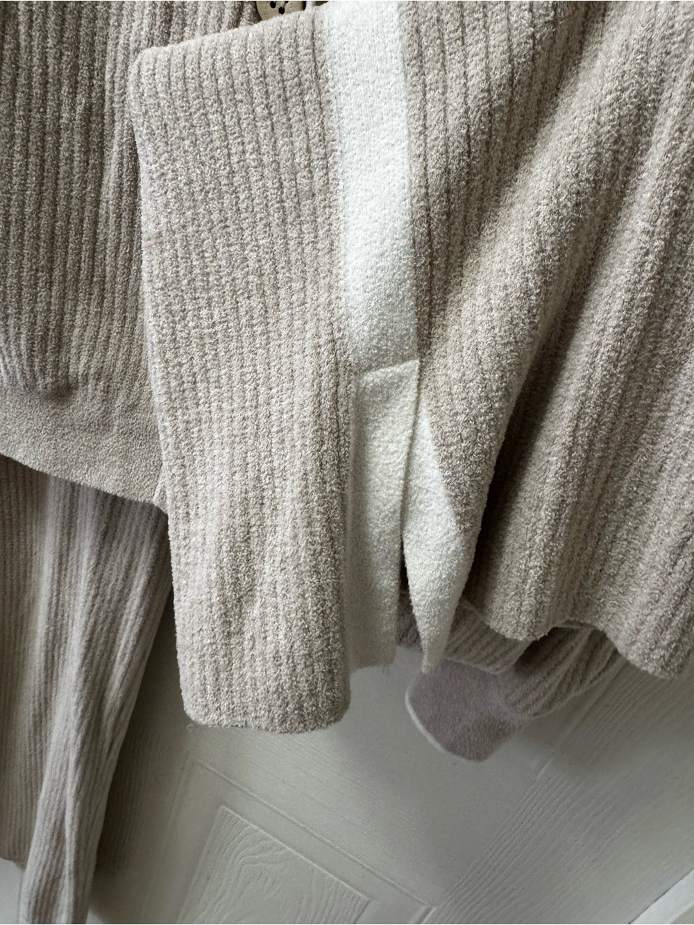 Barefoot Dreams Ribbed Cardigan & Wide-Leg Pant Set - Taupe - Picture 4 of 11